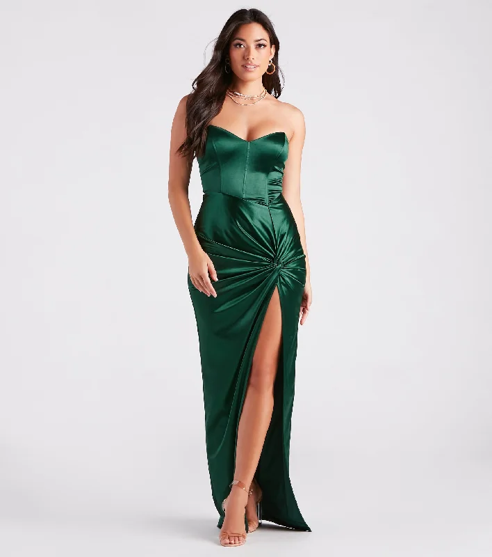 Juliette Formal Satin Corset Slit Long Dress Tunics Luxurious high-end
