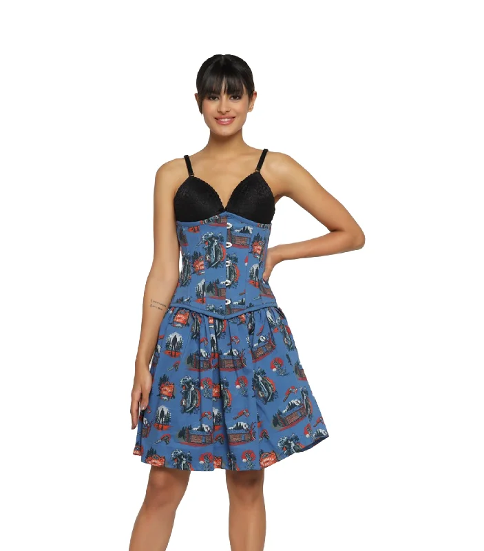 Killer printed Waist Reducing  Underbust Corset  Dress Turtleneck Warm Winter