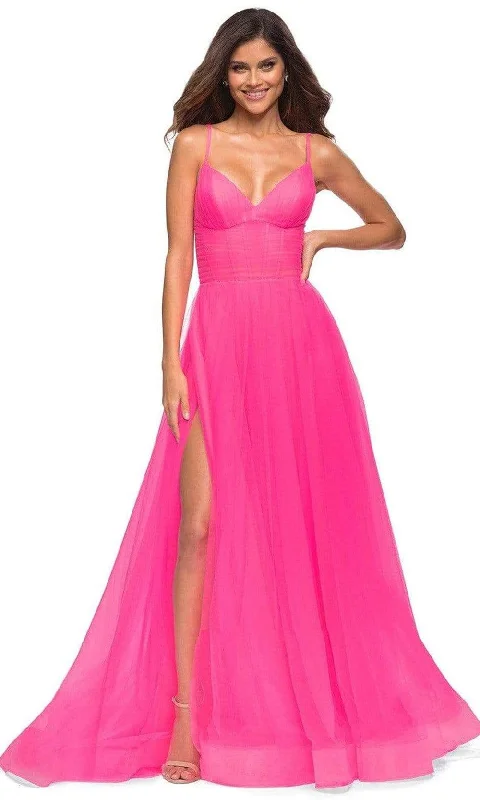 La Femme - 30472 High Waisted A-line Tulle Gown Tunics Winter warm