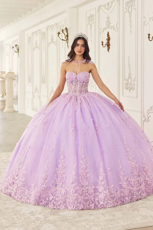 Ladivine 15723 Long Poofy A-Line Quinceanera Gown with Tulle Cape Tunics Stylish modern