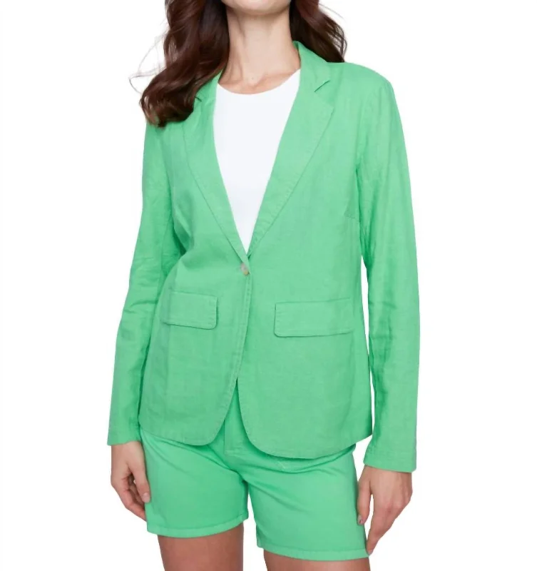 Light Linen Blend Blazer In Emerald Women's Banquet Suit