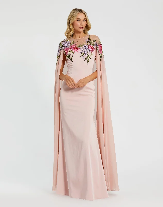 Mac Duggal 11798 Long Formal Evening Cape Dress Tunics Trendy modern