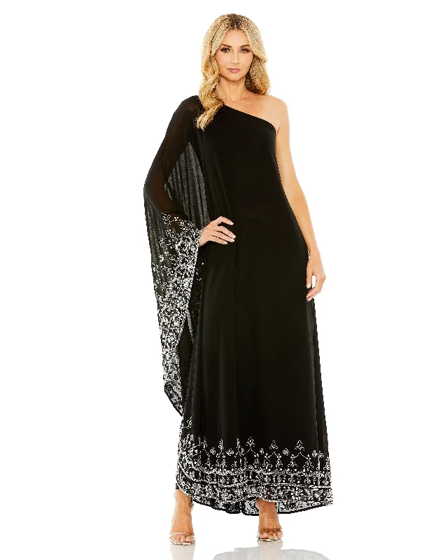Mac Duggal 9251 Long Formal Cape Sleeve Evening Gown Tunics Fashionable chic
