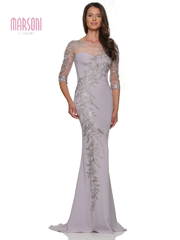 Marsoni MV1274 Mother of the Bride Quarter Sleeve Lace Applique Long Dress Tunics Chic fashionable