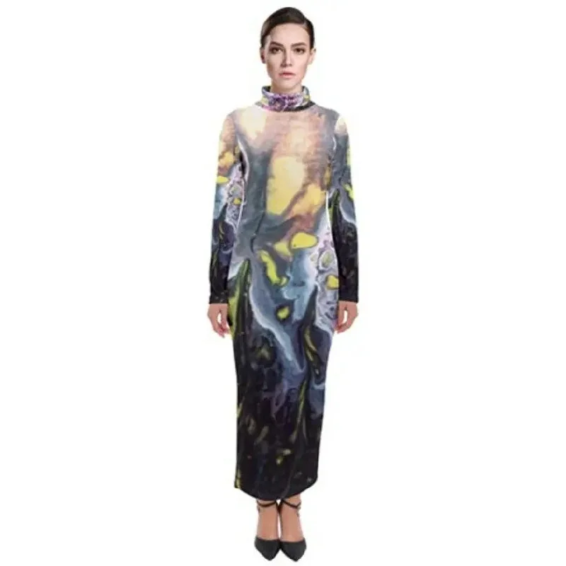 moonscape Exclusive OriginalDesigner TURTLE NECK DRESS Size:Medium10-12uk Tunics Timeless classic