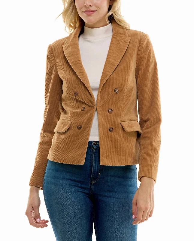Natalie Corduroy Blazer In Light Tan Women's Simple Blazer