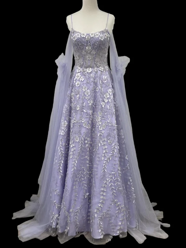 Nox Anabel E1281 Size 6 Lilac Beaded A Line Sheer Corset Cape Formal Dress Sheer Corset Lace Casual Short Summer
