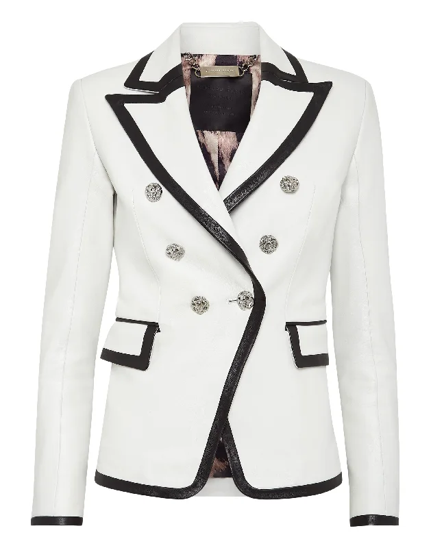 Padded Leather Blazer Women's Banquet Suit