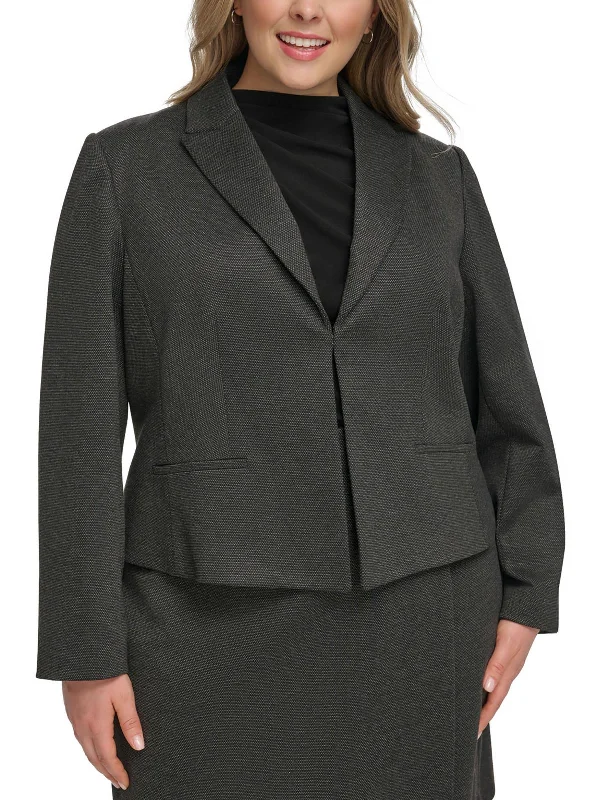 Plus Womens Cropped Business Open-Front Blazer Women's Brand Blazer