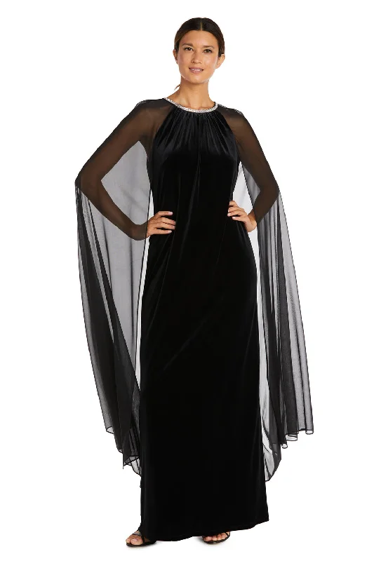R&M Richards 2642 Long Cape Mother of the Bride Dress Elegant Long Evening