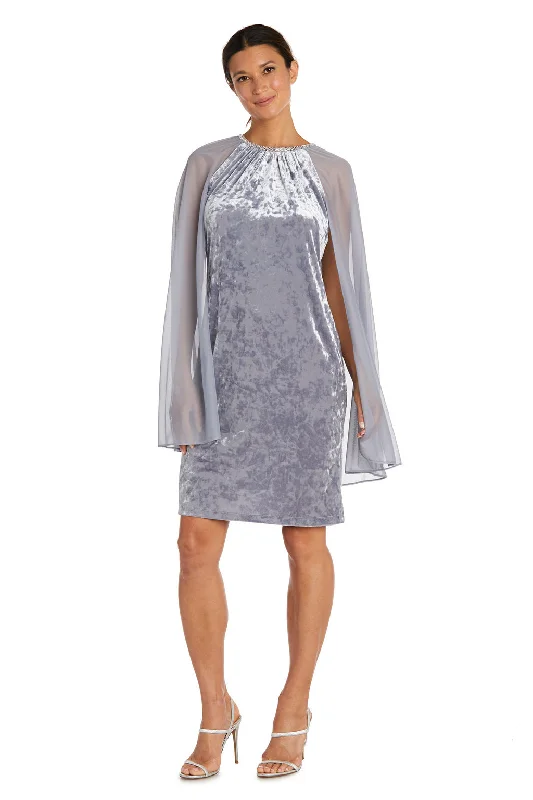 R&M Richards 2663 Short Cocktail Mother of the Bride Cape Dress Tunics Wedding white