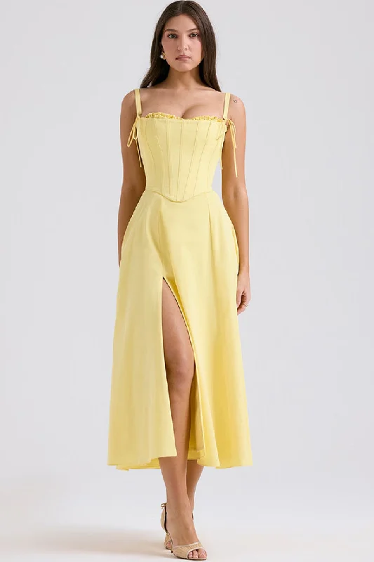 Sexy Corset Sweetheart Strapless High Waist Split Two Piece Midi Sundress Off-the-shoulder Chic Trendy