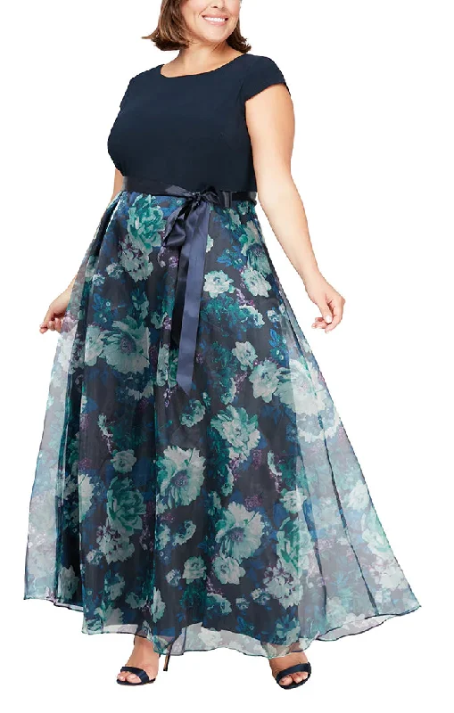 SL Fashions 9441141 Plus Size Floral Printed Organza Skirt Long Dress Tunics Cozy soft