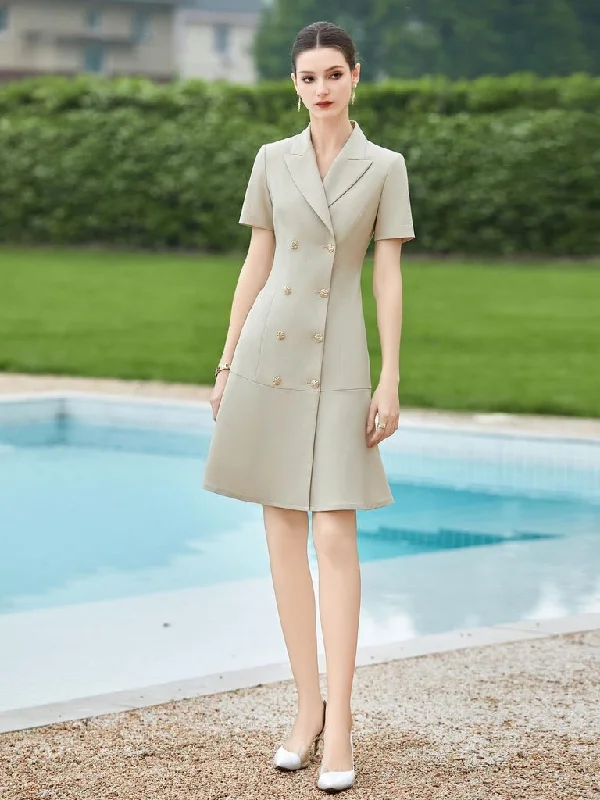 Sophisticated Double-Breasted Blazer Dress Women's Fashion Blazer