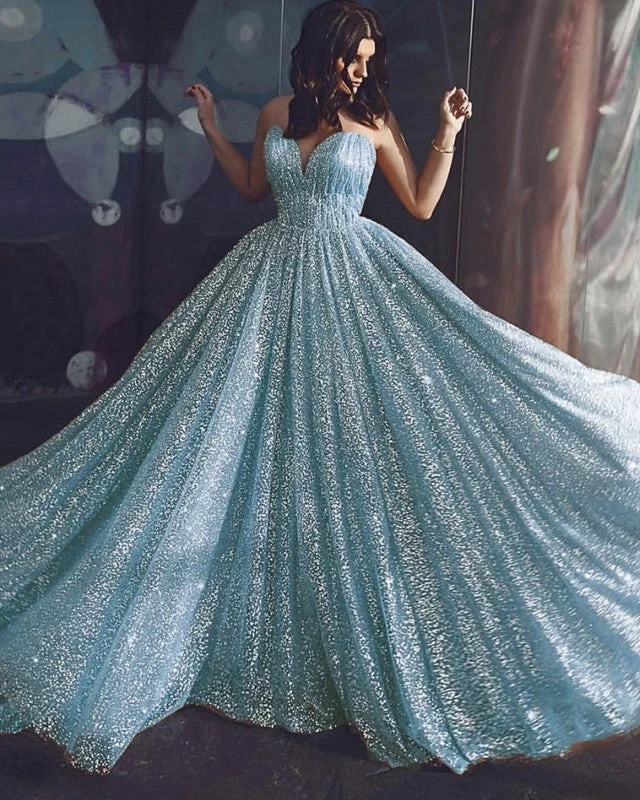 Glitter Prom Long Dresses Sweetheart Corset Tunics Fleece cozy