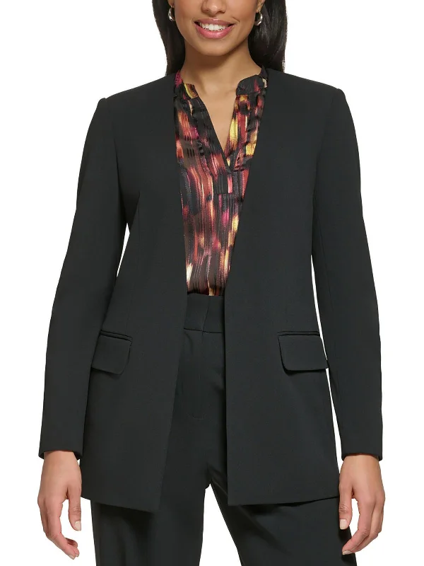 Womens Collarless Business Open-Front Blazer Women's Simple Blazer