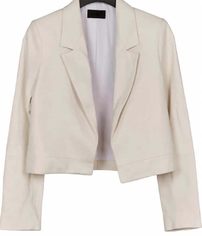 Wynn Crop Leather Blazer In Ivory Women's Lightweight Blazer