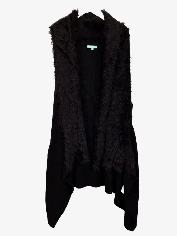 Blue Illusion Stylish Sleeveless Stretch Fur Cardigan Size 20 Mesh Blend Leather Blend Suede Blend