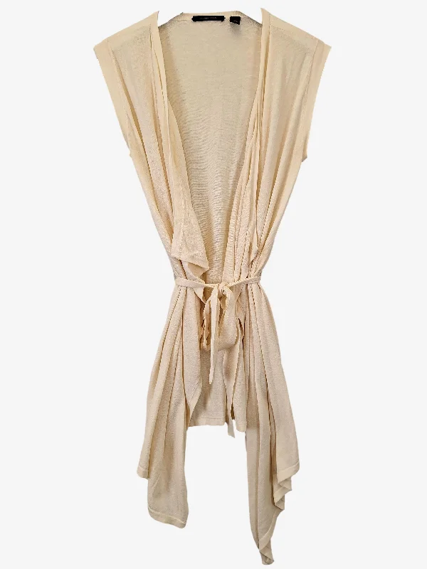 Country Road Waterfall Sleeveless  Cardigan Size XS Handmade Hand-knitted Hand-woven
