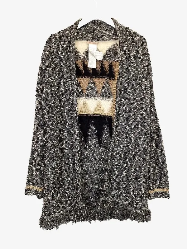 Pennyblack Multi Textured Cardigan Size L Real Fur Shearling Chenille