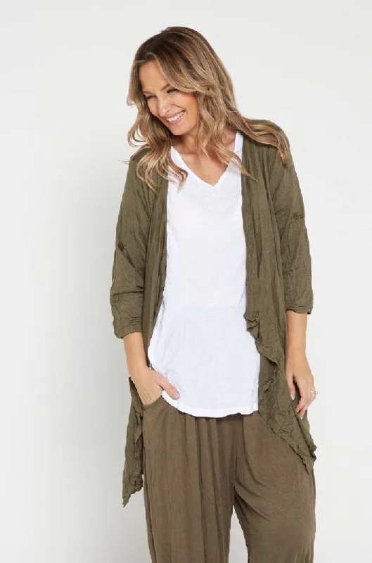 Teegan Crush Cardigan - Caper Seamless Knitted Crochet