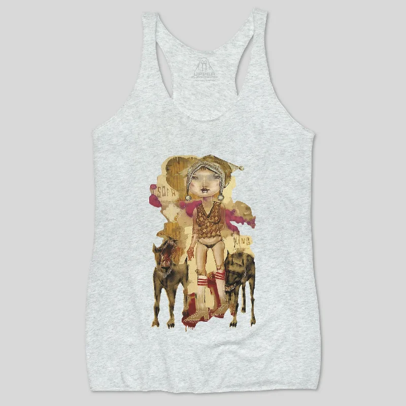 GIRL WITH DOGS WOMEN'S RACERBACK TANK vibrant tank top