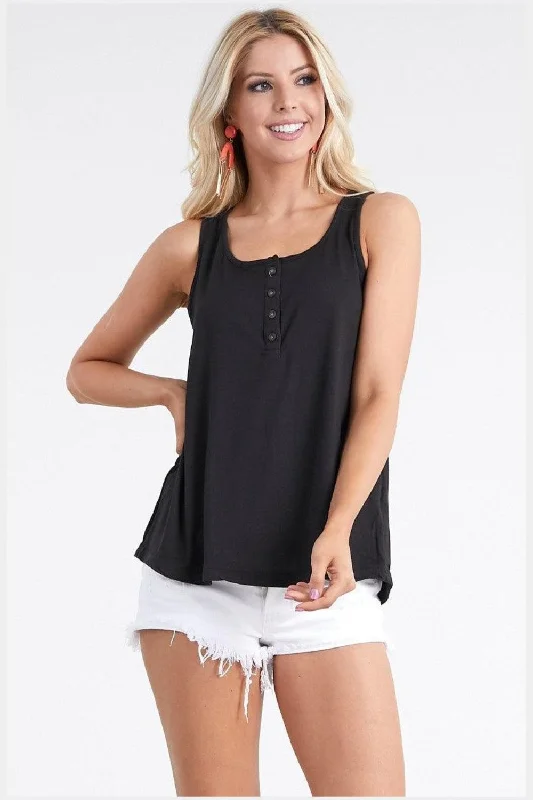Ninexis Square Neck Half Button Tank open back tank