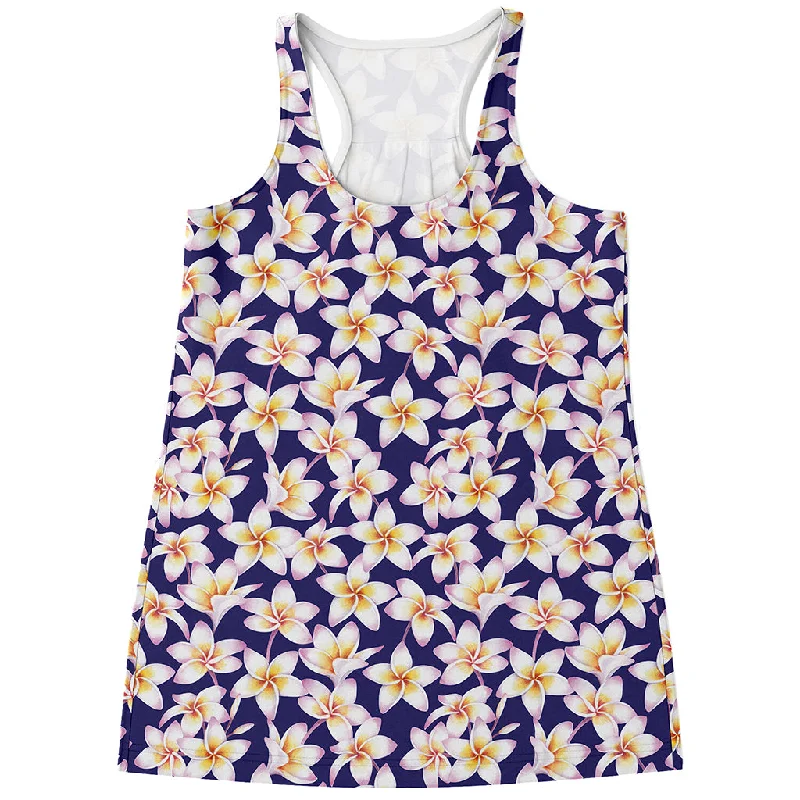 Watercolor Frangipani Flower Print Women's Racerback Tank Top chic tank top