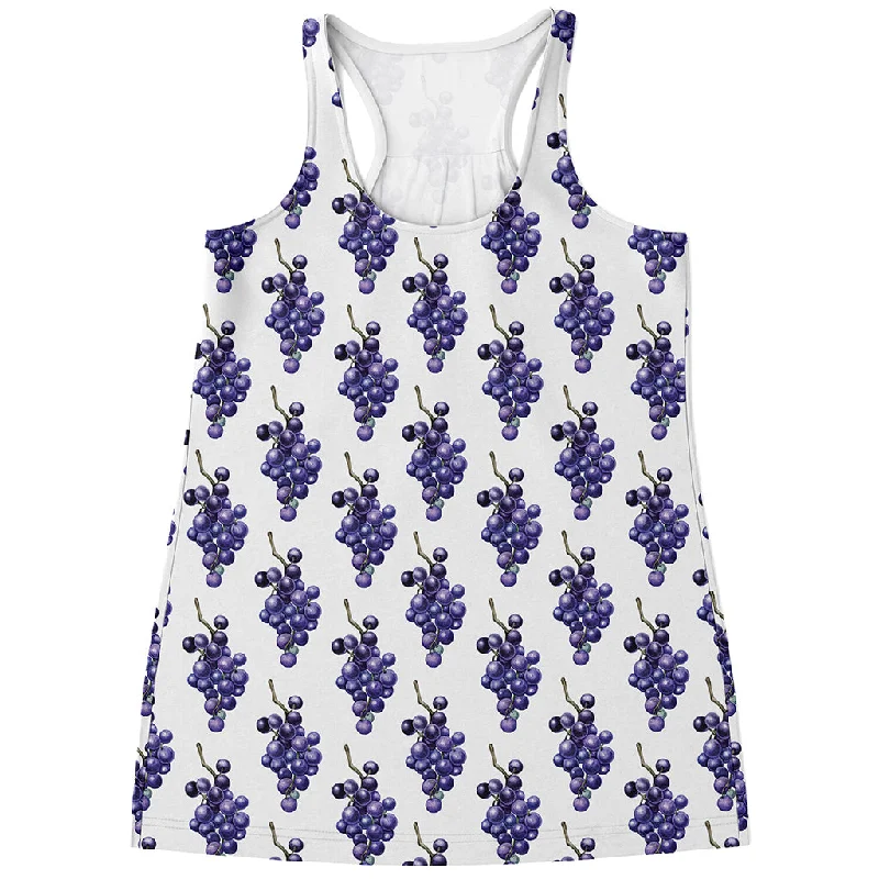 Watercolor Grape Pattern Print Women's Racerback Tank Top layering tank top