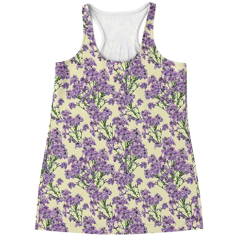 Watercolor Lavender Pattern Print Women's Racerback Tank Top slim fit tank