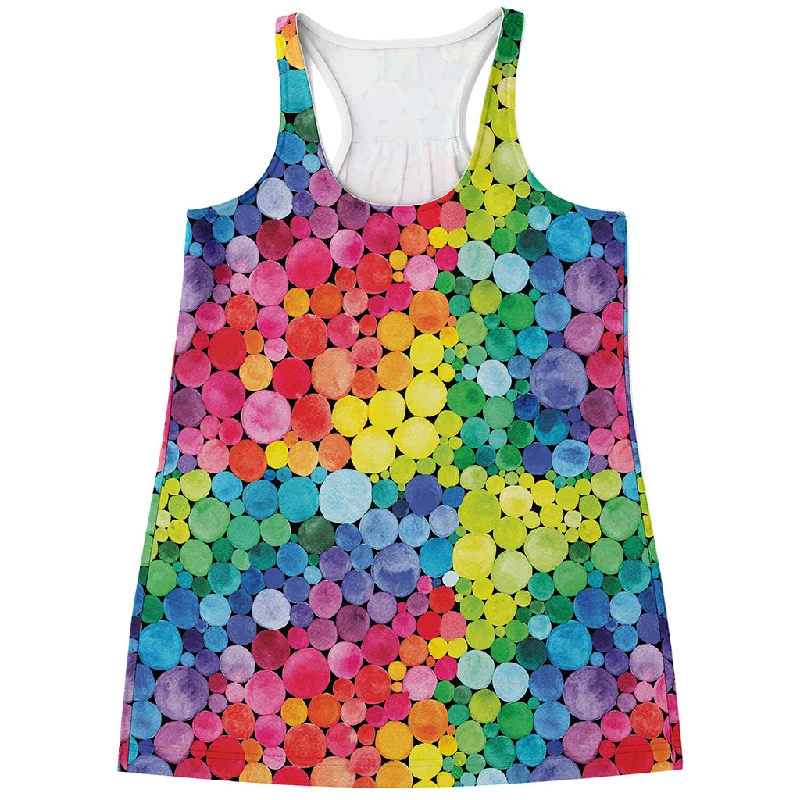Watercolor Rainbow Pattern Print Women's Racerback Tank Top sequin tank top