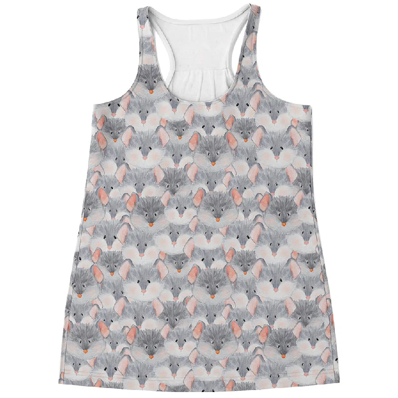 Watercolor Rat Pattern Print Women's Racerback Tank Top sage tank top