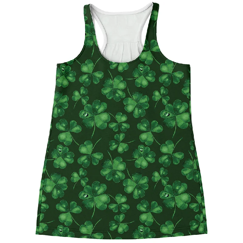 Watercolor Saint Patrick's Day Print Women's Racerback Tank Top flexible tank top