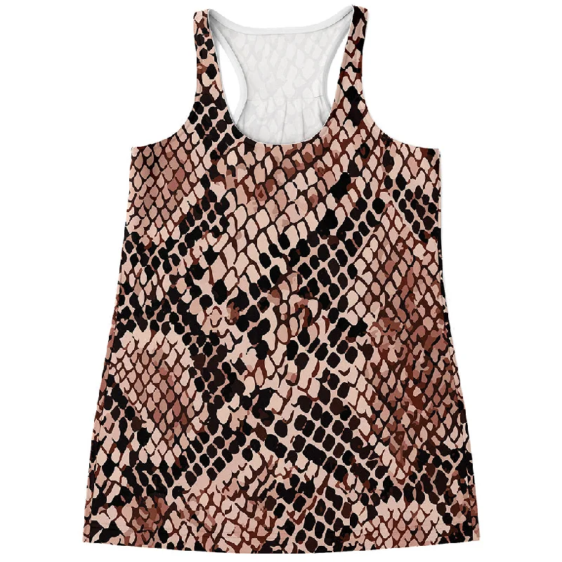 Watercolor Snakeskin Print Women's Racerback Tank Top striped tank top