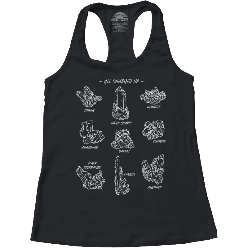 Women's All Charged Up Crystal Chart Racerback Tank Top activewear tank top