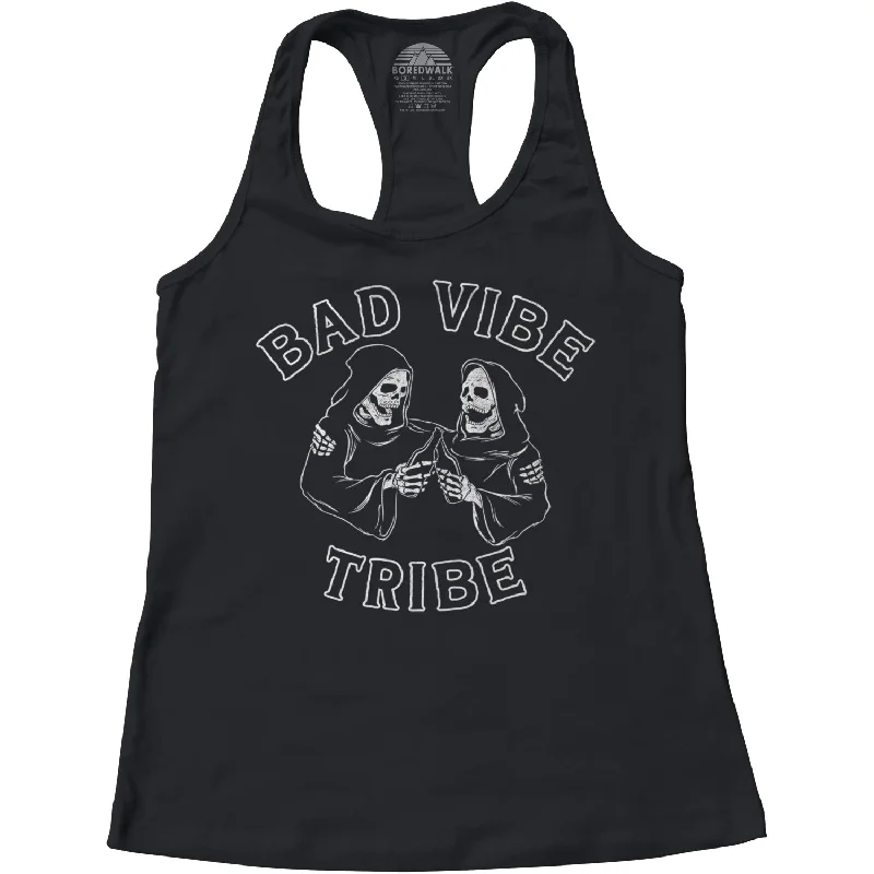 Women's Bad Vibe Tribe Racerback Tank Top grey tank top