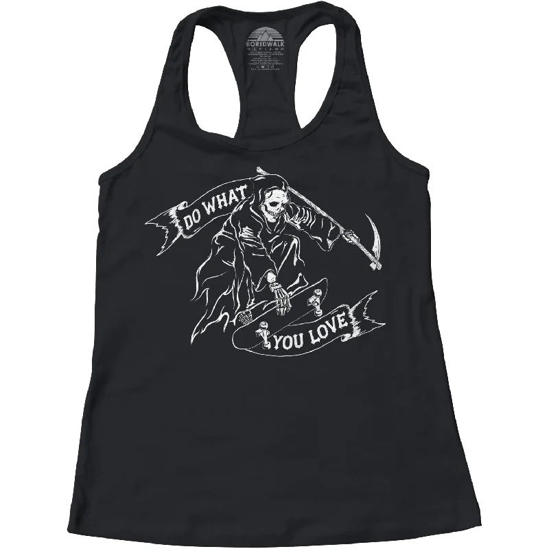 Women's Do What You Love Grim Reaper Racerback Tank Top sheer tank top