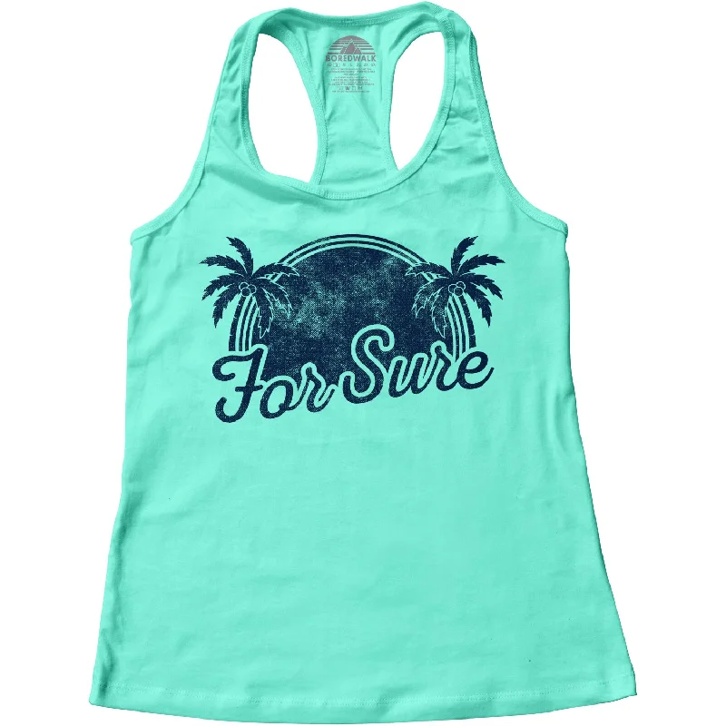 Women's For Sure Racerback Tank Top beige tank top