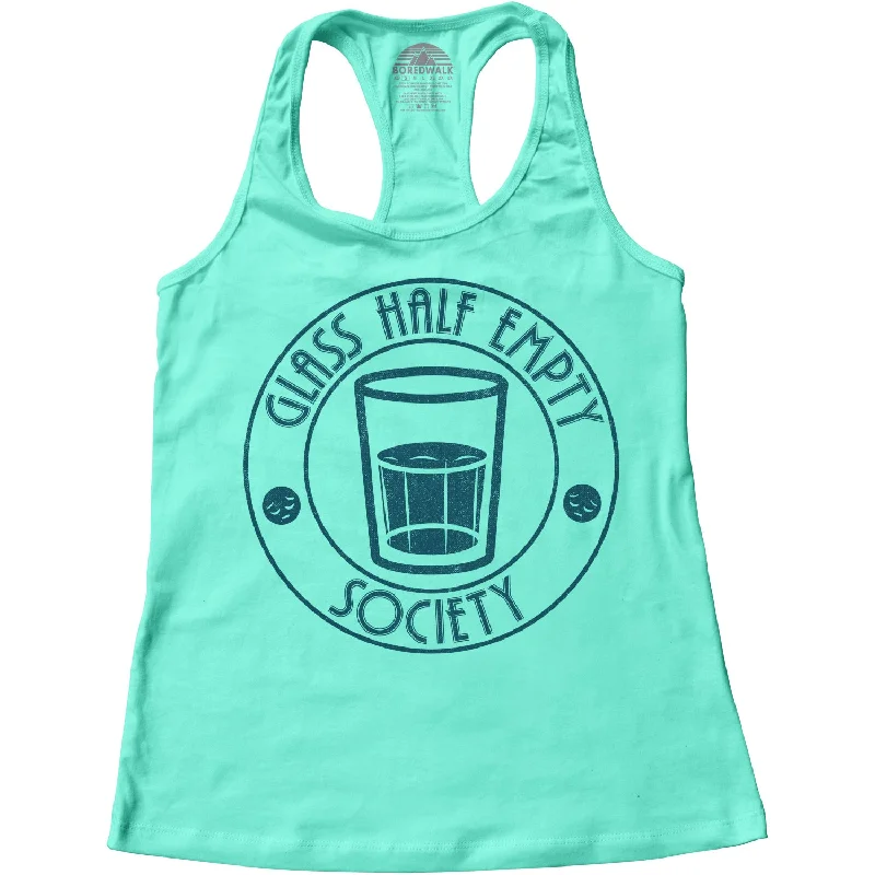 Women's Glass Half Empty Society Racerback Tank Top cherry red tank