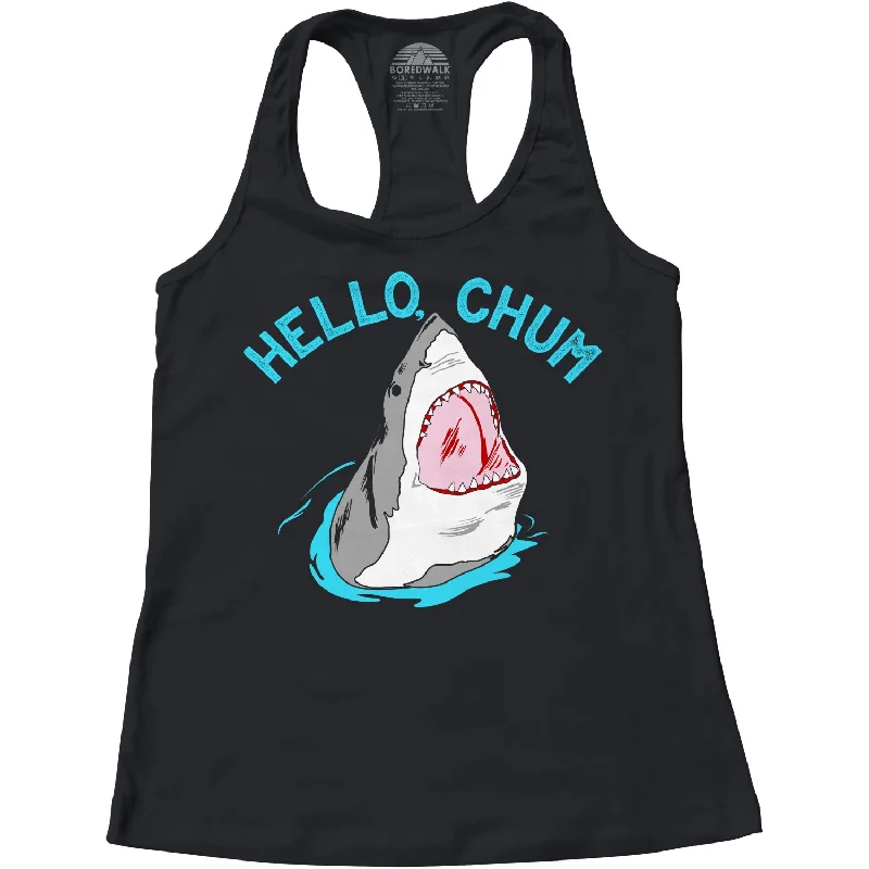 Women's Hello Chum Shark Racerback Tank Top rhinestone tank top