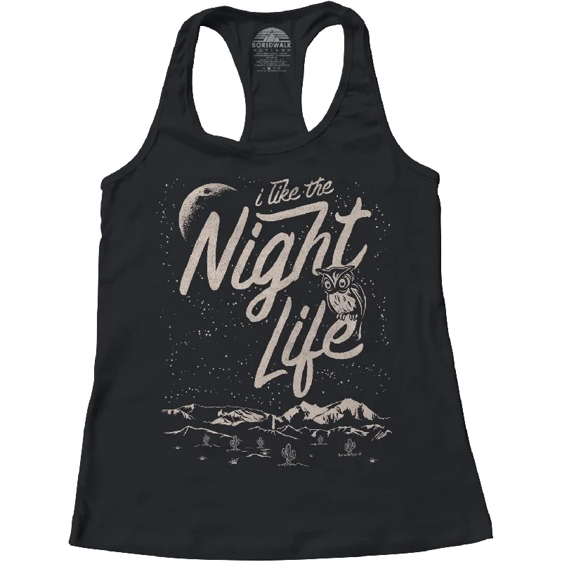 Women's I Like the Night Life Racerback Tank Top turquoise tank top