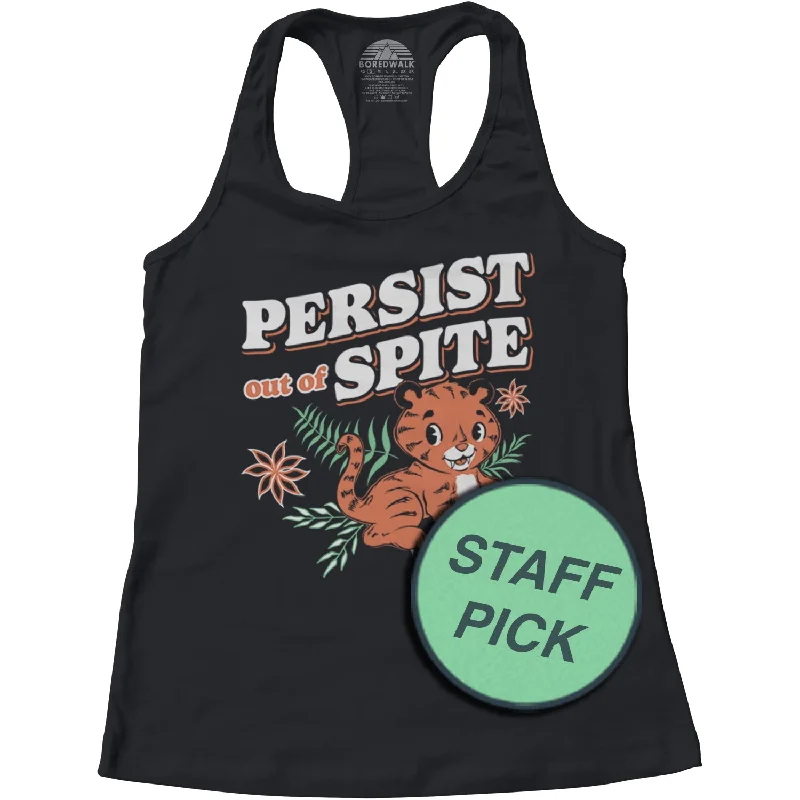 Women's Persist Out of Spite Tiger Racerback Tank Top coral tank top