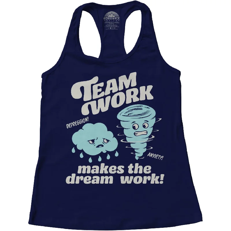 Women's Team Work Makes the Dream Work Racerback Tank Top playful tank top