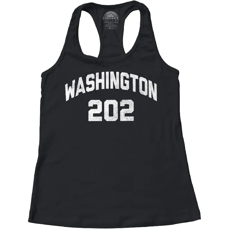 Women's Washington DC 202 Area Code Racerback Tank Top bold tank top