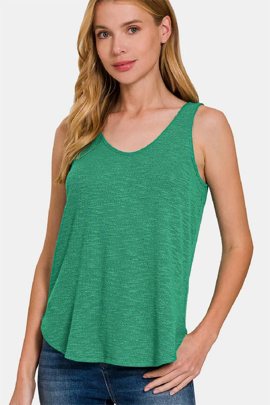 Zenana Curved Hem Round Neck Tank layering tank top